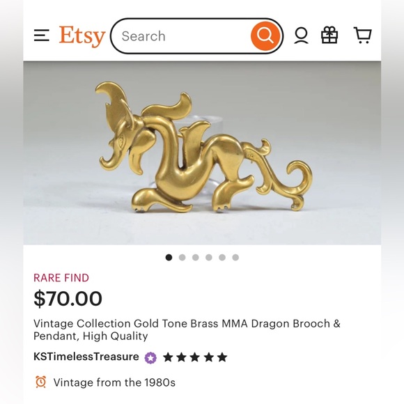 LAST PRICE REDUCTION! Vintage Stylized Dragon Brooch & Pendant Marked MMA - Picture 8 of 8